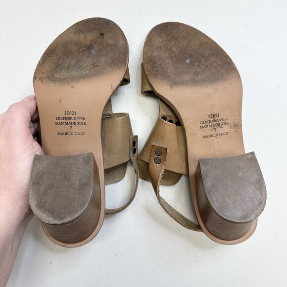 Women's BARBARA BARBIERI Brown Leather Heel Ankle Strap Sandals Size 7 - Picture 7 of 8